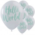 10 ballons baby shower Hello World  mint