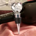 Chrome Bottle Stopper with Crystal Heart Design