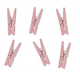 20 mini pinces à linge en bois rose