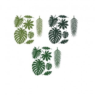 21 feuilles tropicales en papier vert
