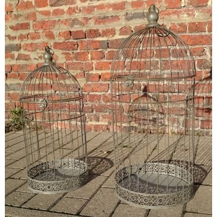 Location duo de cages à oiseaux en métal gris