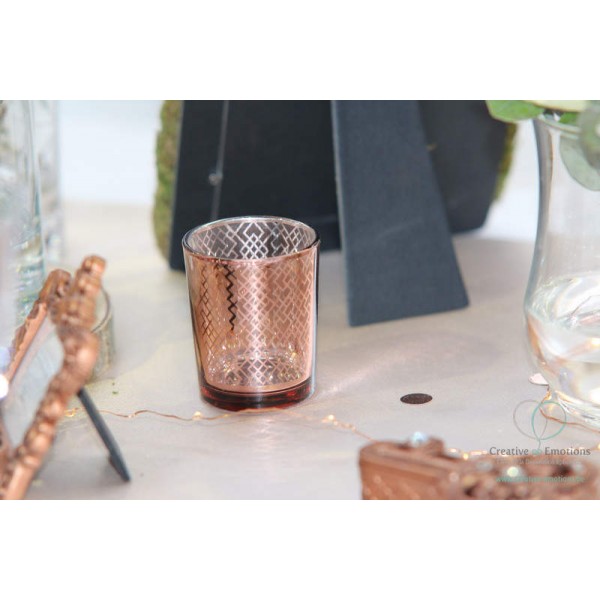 Bocal en verre cuivre mercurise pour décoration de table rose gold