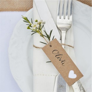 Etiquettes tags kraft coeur mariage rustique et champêtre