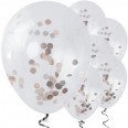 5 ballons transparent confetti rose gold cuivré