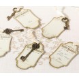 24 clés vintage bronze ruban et 24 étiquettes tags