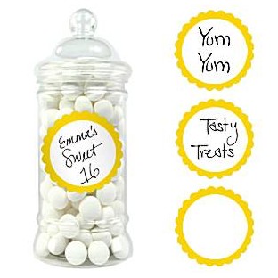 20 étiquettes rondes pot candy bar jaune