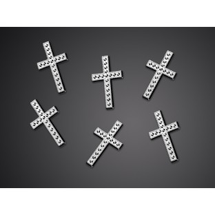 25 confettis croix communion 27mm argent strass