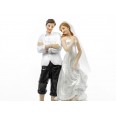 Figurine gateau couple mariés plage H 15,5 cm 