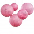 5 lanternes boules papier rose fuchsia
