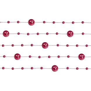 5 guirlandes de perles décoratives rouge 1M30