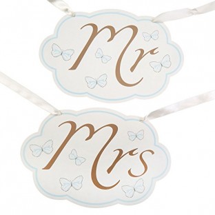 2 pancartes de chaise Mr & Mrs papillon