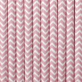 Powder Pink Paper Straws - Chevron Divine 
