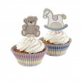 Kit cupcakes ourson et cheval à bascule baby shower
