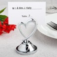 Coeur metal argent strass porte menu numéro table