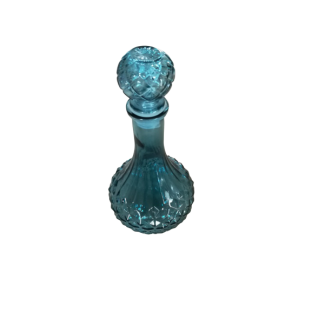 Location carafe vintage bleu vase verre ciselé